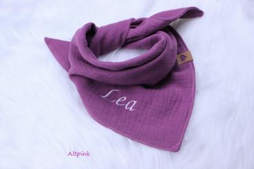 Musselintuch mit Namen altpink