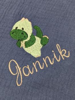 Musselintuch mit Dinomotiv