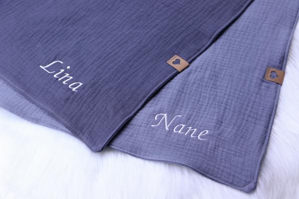 Musselintuch mit Namen grau